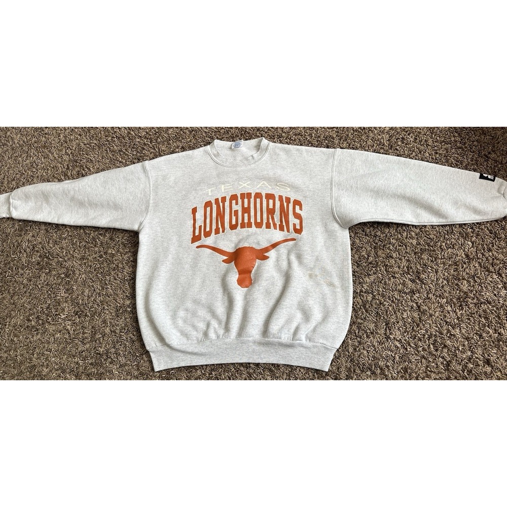 Vintage Starter NCAA Texas Longhorns Gray Crewneck Sweatshirt Size 18-20 Youth